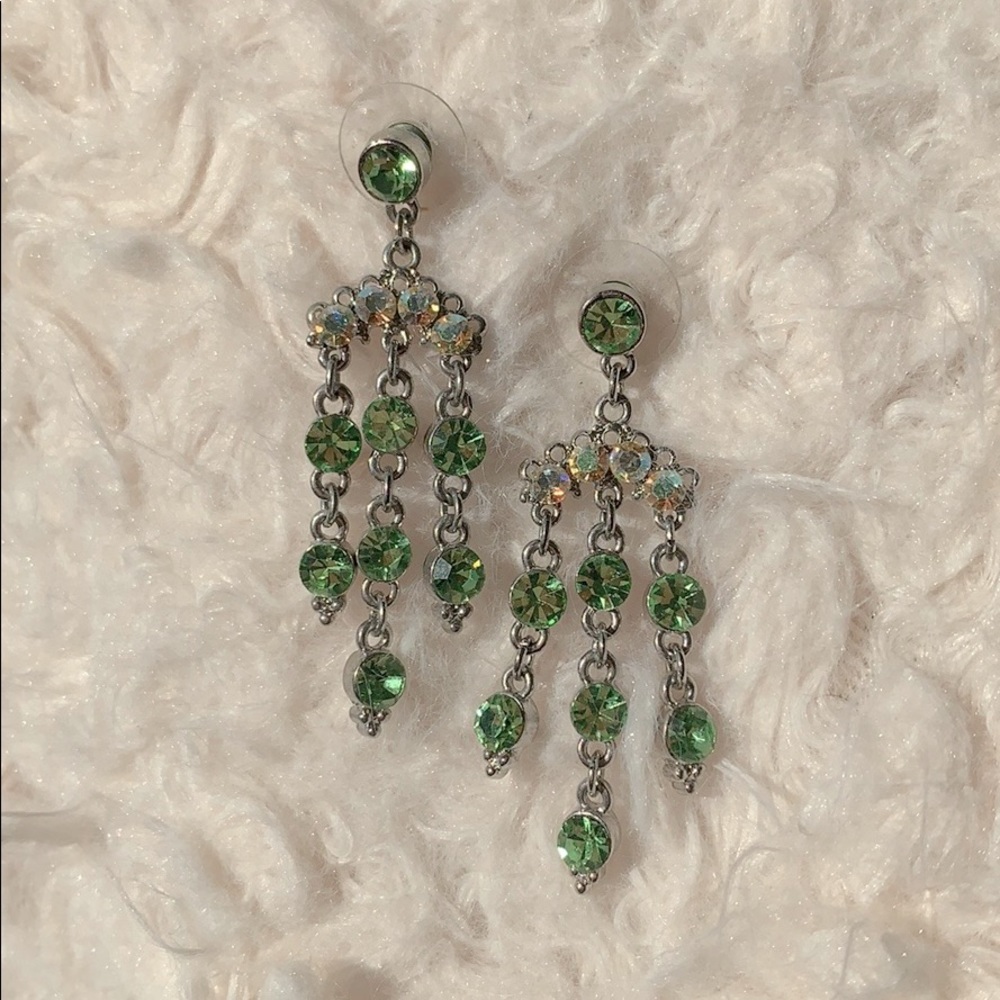 Chartreuse Rhinestone Earrings